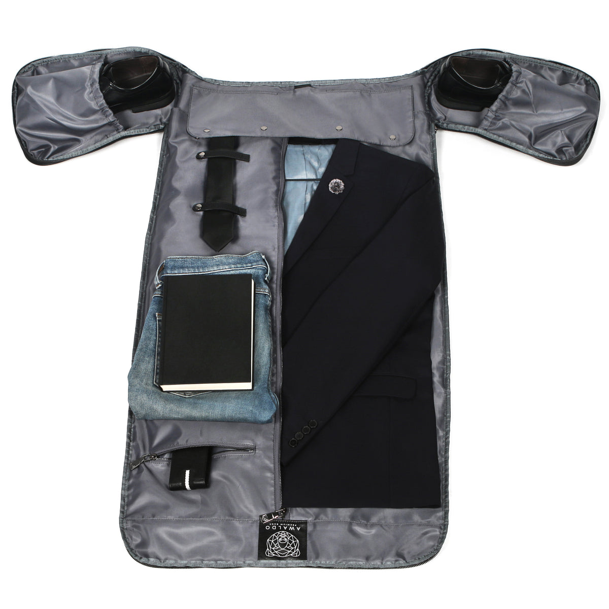 2in1 Canvas Anzugtasche "BOHEMI" Grau